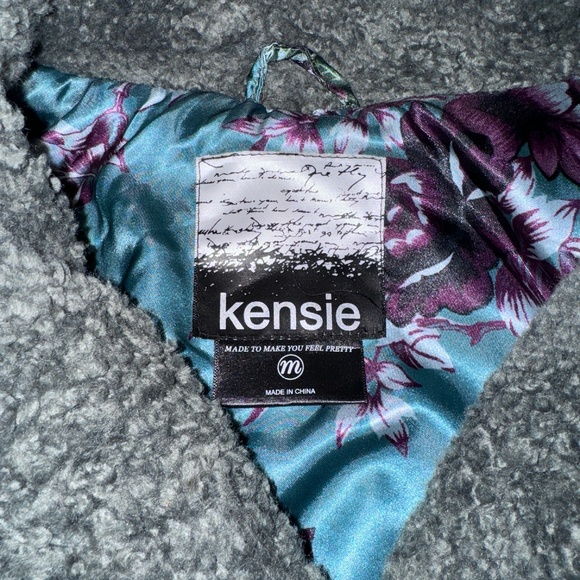 Kensie Faux Shearling Moto Teddy Jacket Sage Forest Green Sz Med Snap Closure - Picture 5 of 11